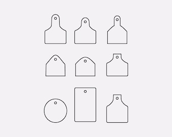 Cow tag outlined svg, png, cow tag png, ear tag cow svg, ear tag template