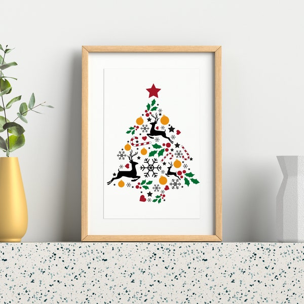 Xmas tree SVG -  Christmas ornament svg - Christmas tree Svg for cricut - Svg for Silhouette - simple svg - snow  flake svg, deer, xmas svg