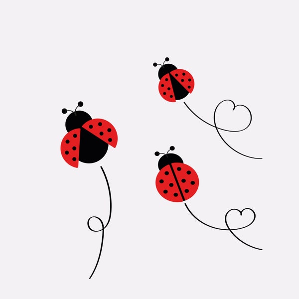 Ladybug Path SVG,Ladybug With Heart, Insect, Bundle,Layered, Clipart, Cut File, PNG, Vinyl, Cricut,Silhouette, Instant download