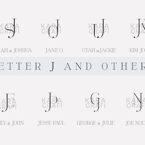 Letra J y todas sus variantes, monograma de 2 letras, iniciales de pareja, invitación de boda, logotipo de nombre personalizado, arte de pared personalizado con la letra J