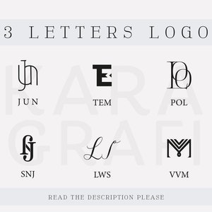 Nome personalizado para 3 letras Logo Svg Design, Nome Logo Svg, Logotipo personalizado, Símbolo, Design de tatuagem de caligrafia, Monograma de letra de palavra, Casamento