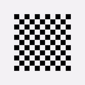 Könnte beinhalten: Ein schwarz-weißes Schachbrettmuster. Das Muster besteht aus abwechselnd schwarzen und weißen Quadraten.