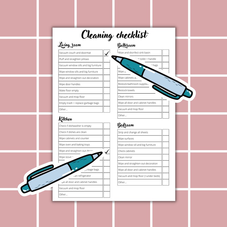 Cleaning Checklist Housekeeping Airbnb EDITABLE Canva Etsy