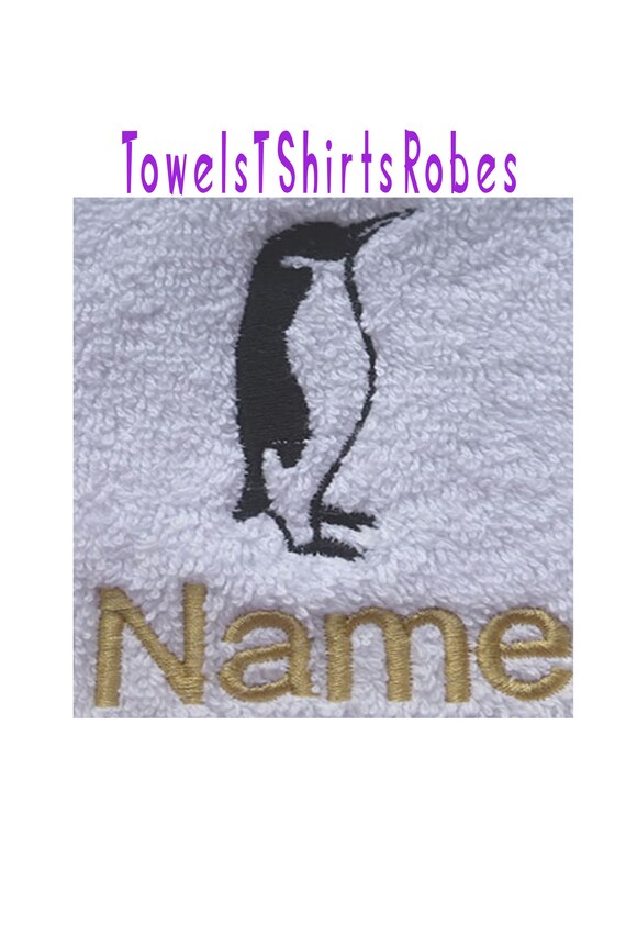 Adult Robe With Penguin Logo Embroidered and Name. Various Sizes Available,  White Terry Towelling, 100% Cotton - Etsy UK