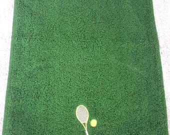 Personalised TENNIS TOWEL with Clip. Embroidered with Logo and Name.  Tennis Gift, 100% Cotton (30x50cm) in various colours