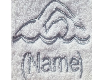 Personalised SWIMMING Towel, available in Hand, Bath or Sheet size and variety of colours