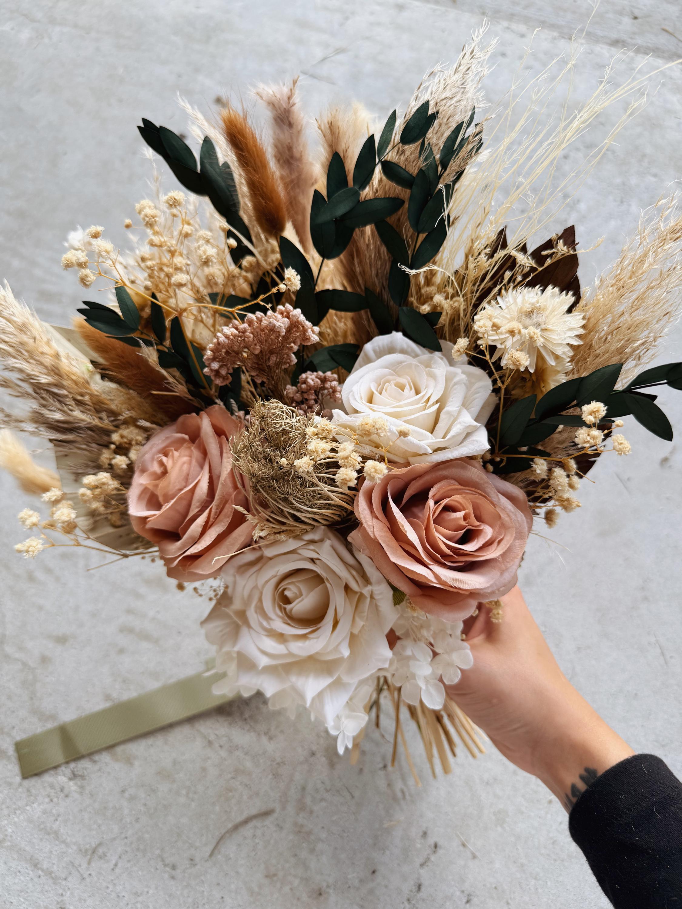 Boho Bouquet/ Vintage/ Country Weeding/pampas/nude/ Cream ...