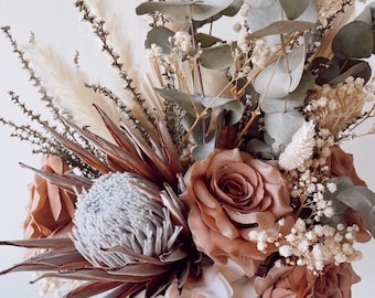 Native/ king protea/ silk rose/ dried and preserved/ bridal bouquet/ wedding accessories / buttonhole/ corsage