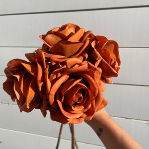Real touch large rose/ burnt orange rose/ latex rose/ home decor/wedding decor.