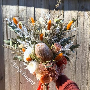 Rustic/ native/ wedding bouquet/ buttonhole / country/rust/ boho/vintage wedding/ warm/ earthy/rust bouquet/ burnt orange