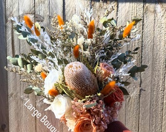 Rustic/ native/ wedding bouquet/ buttonhole / country/rust/ boho/vintage wedding/ warm/ earthy/rust bouquet/ burnt orange
