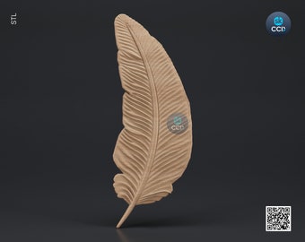 Wood Carving Art | Digital Files | Carving | Feather | Instant Download Files for CNC | 3D Model | 3D Printed Wall Art