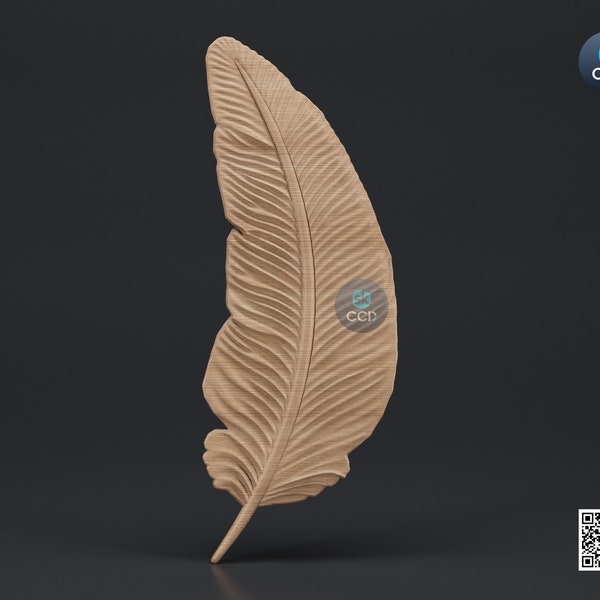 Wood Carving Art | Digital Files | Carving | Feather | Instant Download Files for CNC | 3D Model | 3D Printed Wall Art