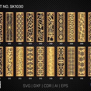 20 Pannello decorativo / Set SK1030 / Divisorio, Schermo, Partizioni, Pannello porta Laser, Cnc, Plasma, Cricut File CDR, Svg, AI, Dxf, Eps