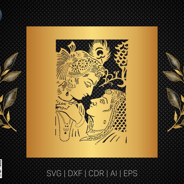 Radha Krishna | Indian God | Wall Decor | Laser Cutting | DXF Vector | Cnc Instant Download File | Digital Design