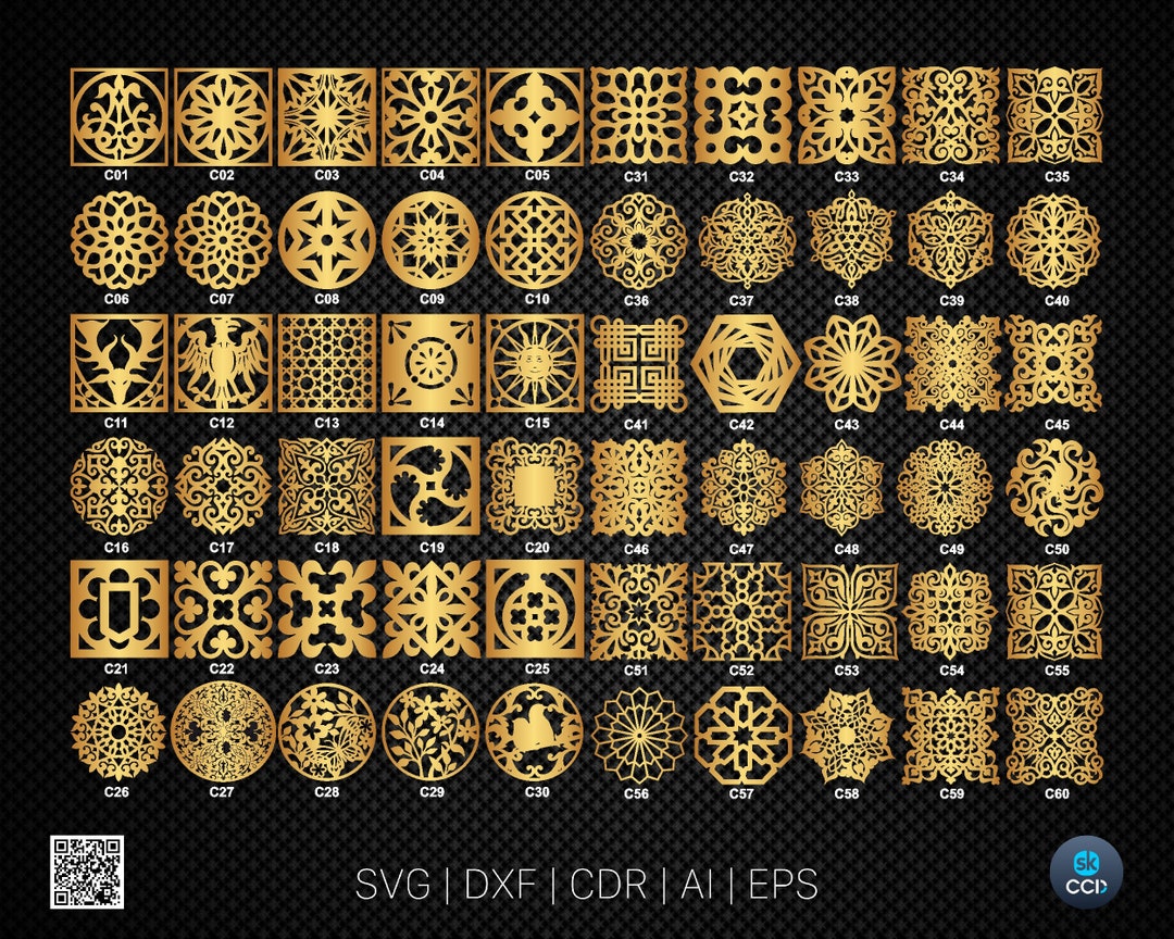 60 Coaster Set SK1045 Wood, Metal, Wall Decor, Wall Hanging CNC, Laser