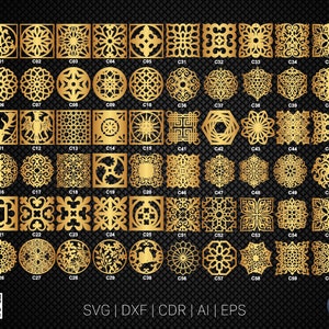 60 Coaster Set SK1045 Wood, Metal, Wall Decor, Wall Hanging | CNC, Laser, Plasma, Cricut Cutting FIles in 5 File Formats