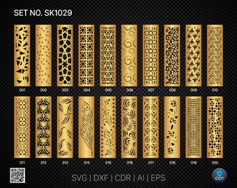 20 Decorative panel | Set SK1029 | Room Divider, Screen, Partitions, Door Panel Laser, Cnc, Plasma, Cricut File CDR, Svg, AI, Dxf, Eps