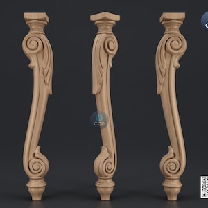Furniture Leg 3D Model For Cnc Router, Wood Carving Digital File, Column Design, Model No. SKWL1033