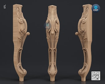 Furniture Leg 3D Model For Cnc Router, Wood Carving Digital File, Column Design, Model No. SKWL1005