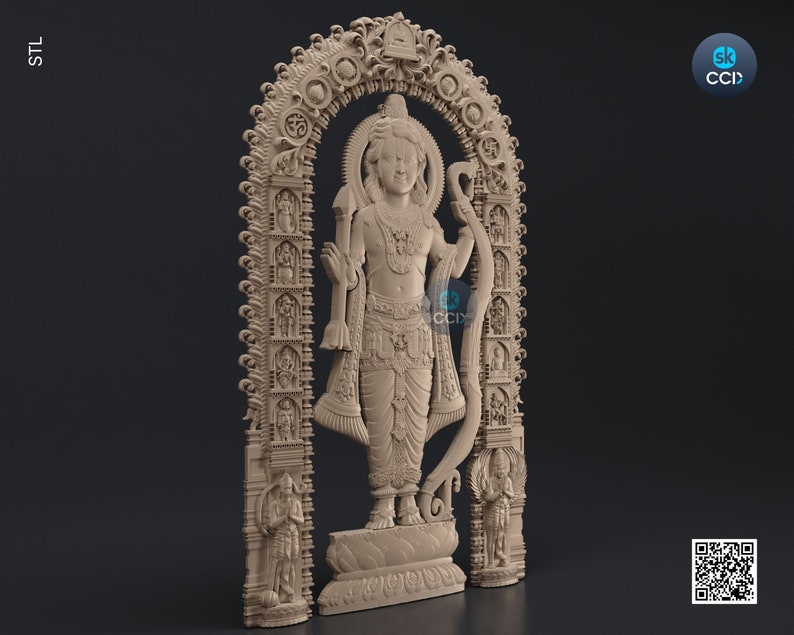 Lord Ram, Ramlala ki Murti, Ayodhya Ram Mandir 3D Model STL File Download for CNC and 3D Printing Instant Download File image 2