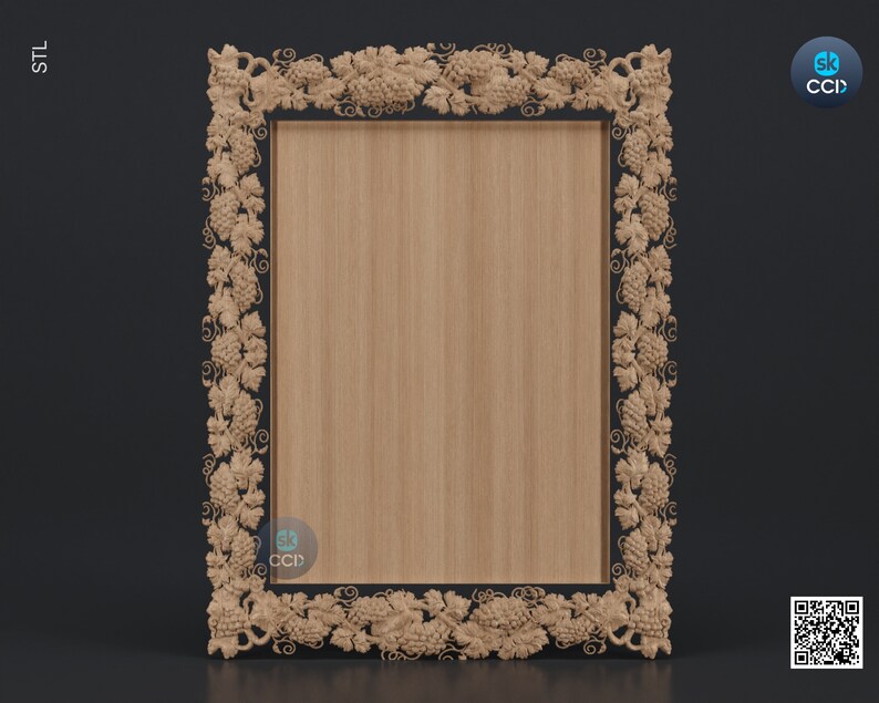 Carved Frame STL 3D Model, Carvign Frame, CNC Router Carving ArtCAM File, CNC files, Wood, Art, Wall Decor SKWF1075 image 1