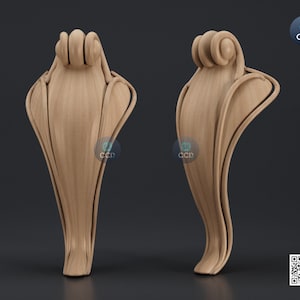Furniture Leg 3D Model For Cnc Router, Wood Carving Digital File, Column Design, Model No. SKWL1021