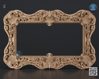 Carved Frame STL 3D Model, Carvign Frame, CNC Router Carving ArtCAM File, CNC files, Wood, Art, Wall Decor SKWF10214