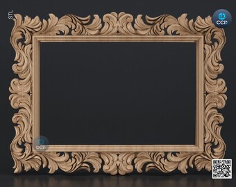 Carved Frame STL 3D Model, Carvign Frame, CNC Router Carving ArtCAM File, CNC files, Wood, Art, Wall Decor SKWF10230