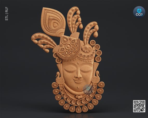 Shreenathji Mukharvind 3D STL CNC Relief File | ArtCAM Aspire Router Carving, 3D1075