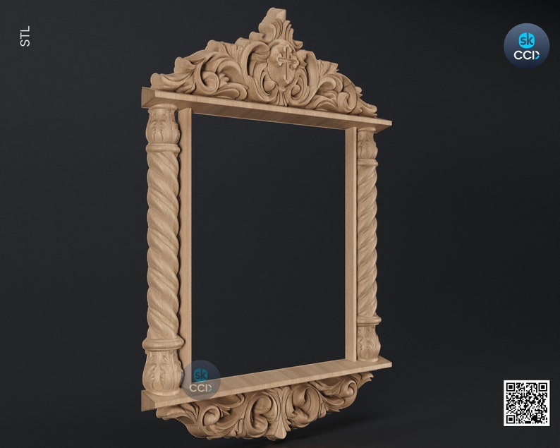 Carved Frame STL 3D Model, Carvign Frame, CNC Router Carving ArtCAM File, CNC files, Wood, Art, Wall Decor SKWF10255 image 2