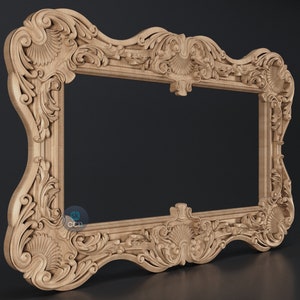 Carved Frame STL 3D Model, Carvign Frame, CNC Router Carving ArtCAM File, CNC files, Wood, Art, Wall Decor SKWF10214 image 2