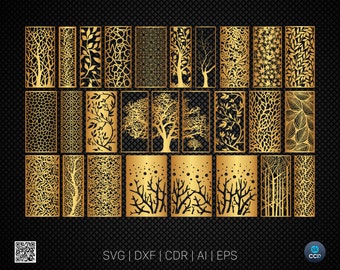 Wall Panel, 23 Patterns of art deco for decorative partitions, Laser Cutting File Dxf, Svg, Cdr, Eps Vector files