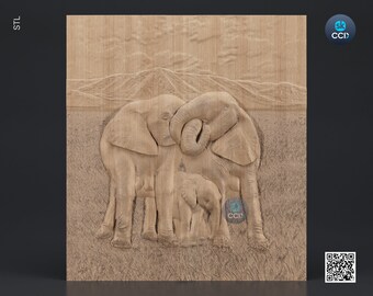 Elephant Wall Art • Cnc Wood Carving Art • Digital File • Instant Download Files for CNC • 3D STL Model