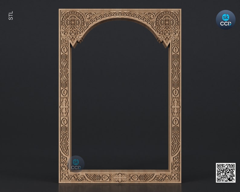 Carved Frame STL 3D Model, Carvign Frame, CNC Router Carving ArtCAM File, CNC files, Wood, Art, Wall Decor SKWF10262 image 1