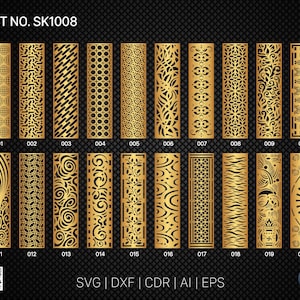 20 Pannello decorativo / Set SK1008 / Divisorio, Schermo, Partizioni, Pannello porta Laser, Cnc, Plasma, Cricut File CDR, Svg, AI, Dxf, Eps
