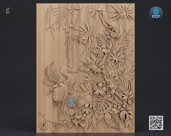 Wood Wall Art, Spring STL Model, CNC Router Carving ArtCAM File, Wall Sculpture, Wood Carving, 3D Model
