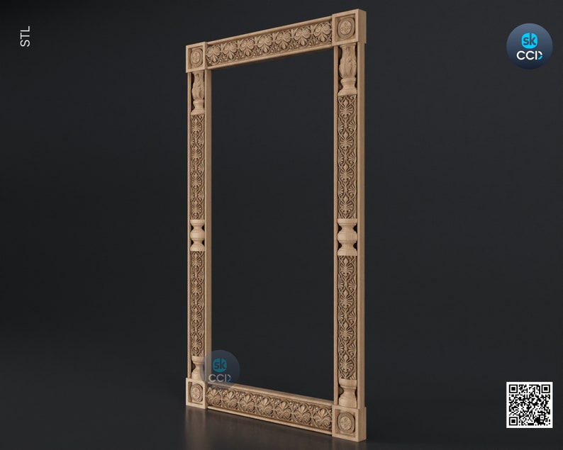 Carved Frame STL 3D Model, Carvign Frame, CNC Router Carving ArtCAM File, CNC files, Wood, Art, Wall Decor SKWF10261 image 3