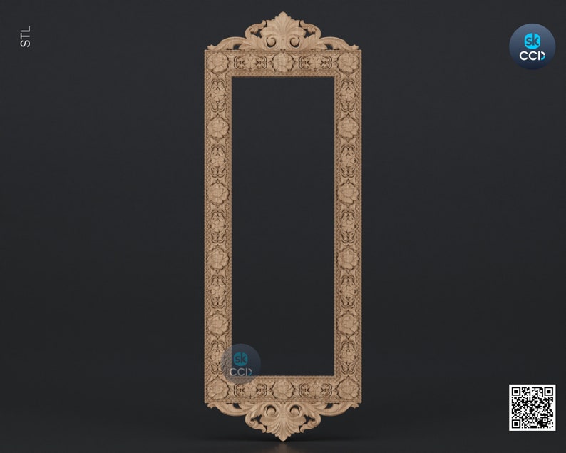 Carved Frame STL 3D Model, Carvign Frame, CNC Router Carving ArtCAM File, CNC files, Wood, Art, Wall Decor SKWF10249 image 1