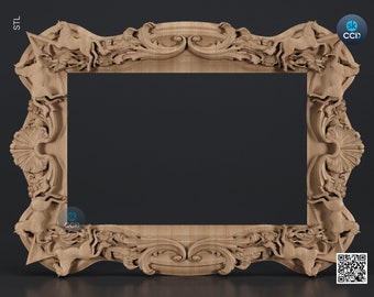 Carved Frame STL 3D Model, Carvign Frame, CNC Router Carving ArtCAM File, CNC files, Wood, Art, Wall Decor SKWF1097
