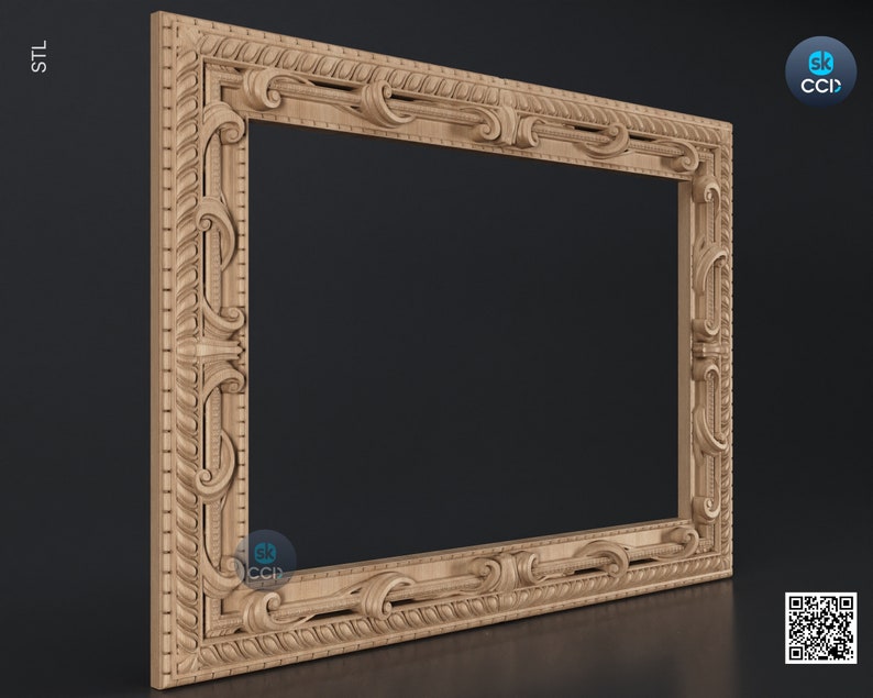 Carved Frame STL 3D Model, Carvign Frame, CNC Router Carving ArtCAM File, CNC files, Wood, Art, Wall Decor SKWF10245 image 2