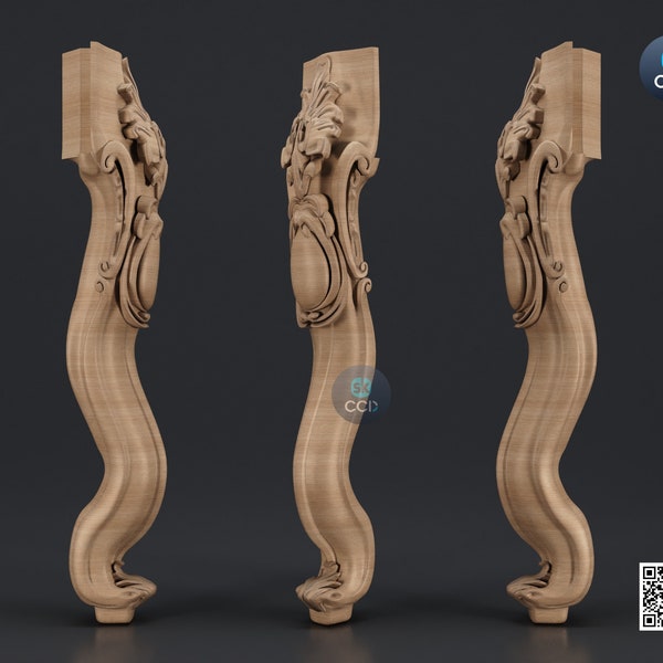 Furniture Leg 3D Model For Cnc Router, Wood Carving Digital File, Column Design, Model No. SKWL1029