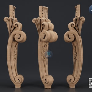 Furniture Leg 3D Model For Cnc Router, Wood Carving Digital File, Column Design, Model No. SKWL1031