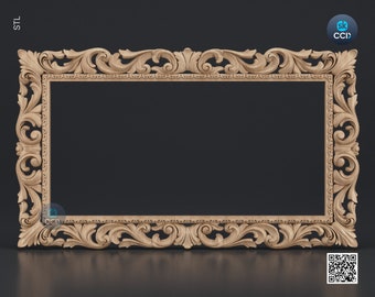 Carved Frame STL 3D Model, Carvign Frame, CNC Router Carving ArtCAM File, CNC files, Wood, Art, Wall Decor SKWF1016