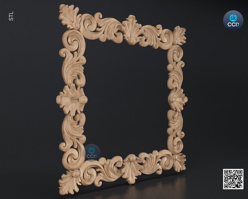 Carved Frame STL 3D Model, Carvign Frame, CNC Router Carving ArtCAM File, CNC files, Wood, Art, Wall Decor SKWF10257 image 2