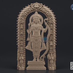 Lord Ram, Ramlala ki Murti, Ayodhya Ram Mandir 3D Model STL File Download for CNC and 3D Printing Instant Download File image 1