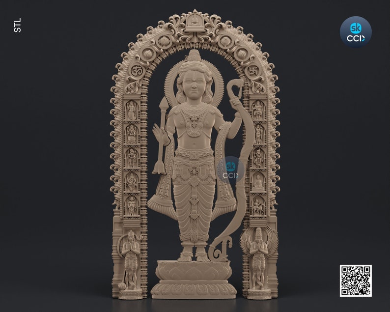 Lord Ram, Ramlala ki Murti, Ayodhya Ram Mandir 3D Model STL File Download for CNC and 3D Printing Instant Download File image 1