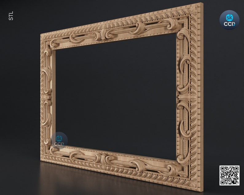 Carved Frame STL 3D Model, Carvign Frame, CNC Router Carving ArtCAM File, CNC files, Wood, Art, Wall Decor SKWF10245 image 3