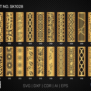20 Pannello decorativo / Set SK1028 / Divisorio, Schermo, Partizioni, Pannello porta Laser, Cnc, Plasma, Cricut File CDR, Svg, AI, Dxf, Eps