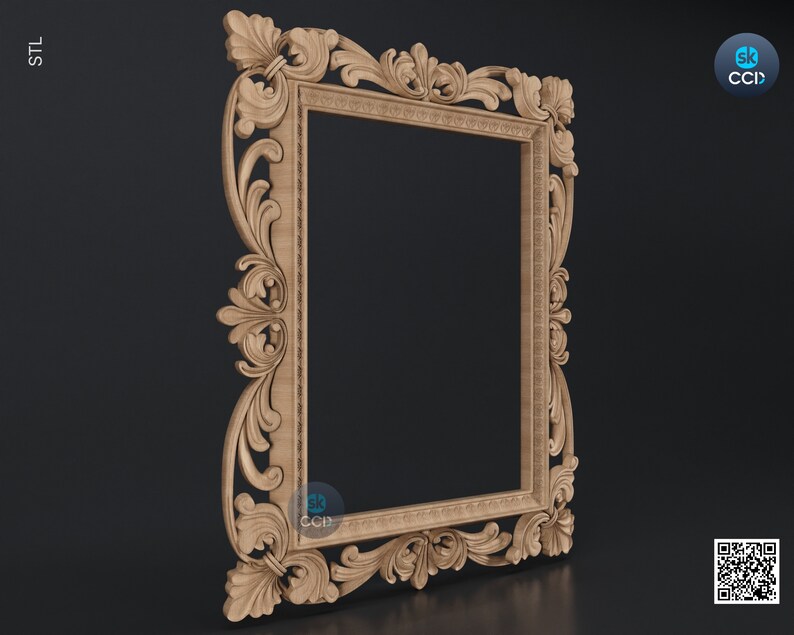 Carved Frame STL 3D Model, Carvign Frame, CNC Router Carving ArtCAM File, CNC files, Wood, Art, Wall Decor SKWF10259 image 2